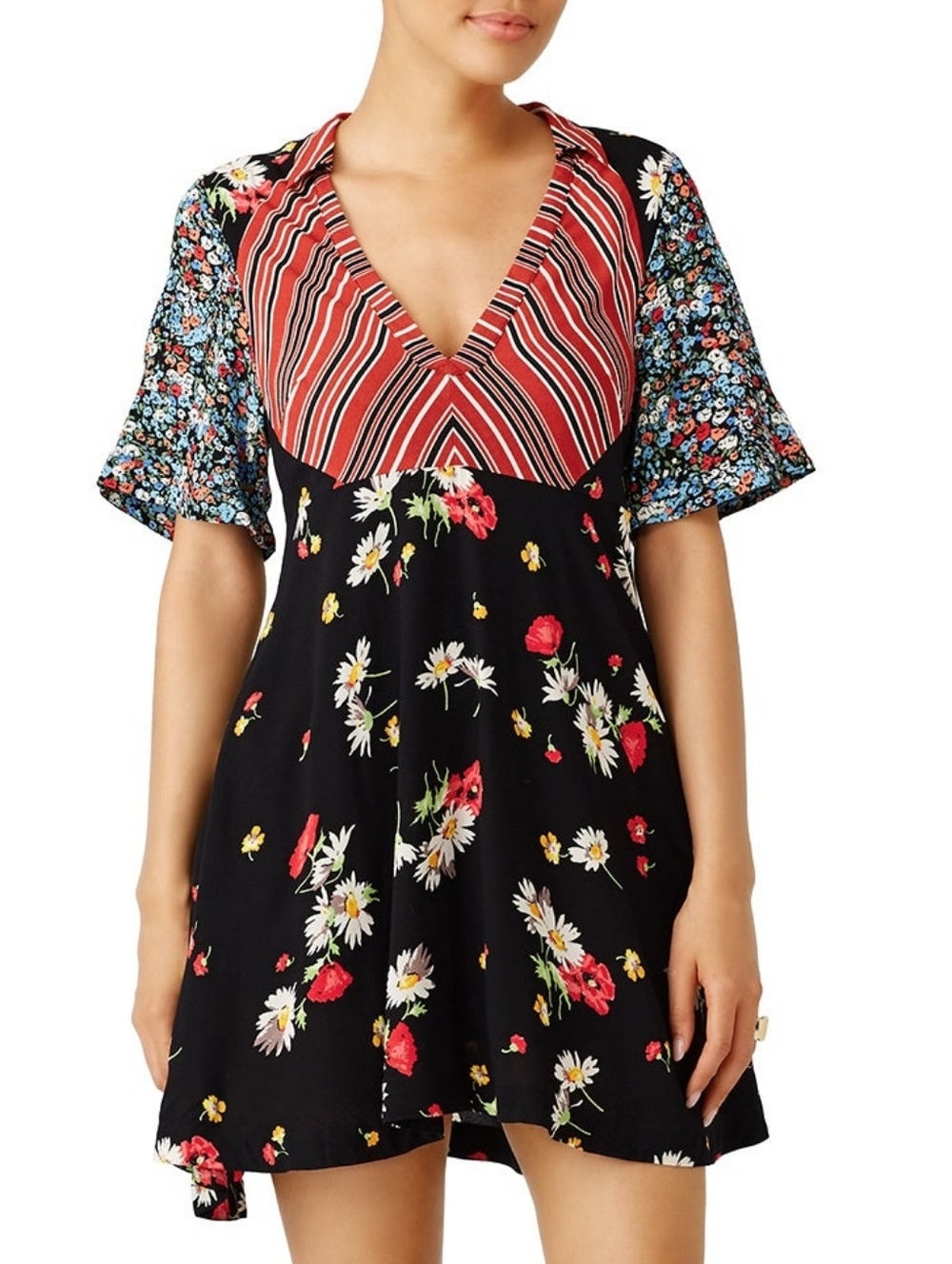 Free People Mix-It-Up Printed Mini Dress